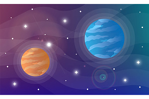 Planets Flat Vector Illustration