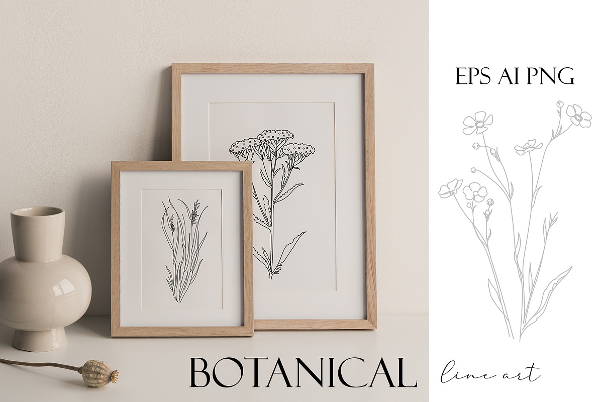 Botanical hand - drawn line art, an Illustration by velychko.ua (Photo 4 of 6)