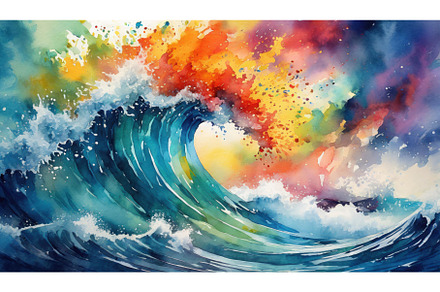 A giant ocean wave painted with