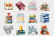 Watercolor Books Clipart, a Seasonal Illustration by Design Market (Thumbnail 2 of 4)