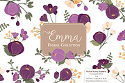 Plum Floral Clipart & Vectors, an Illustration by Amanda Ilkov (Thumbnail 1 of 3)