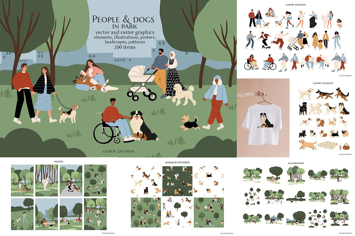Summer in park illustration bundle, a Person Illustration by LyubovZaytseva (Photo 8 of 9)