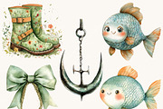 Watercolor Little Fisherman Clipart, a Person Illustration by SparkyDesignsUS (Thumbnail 2 of 8)