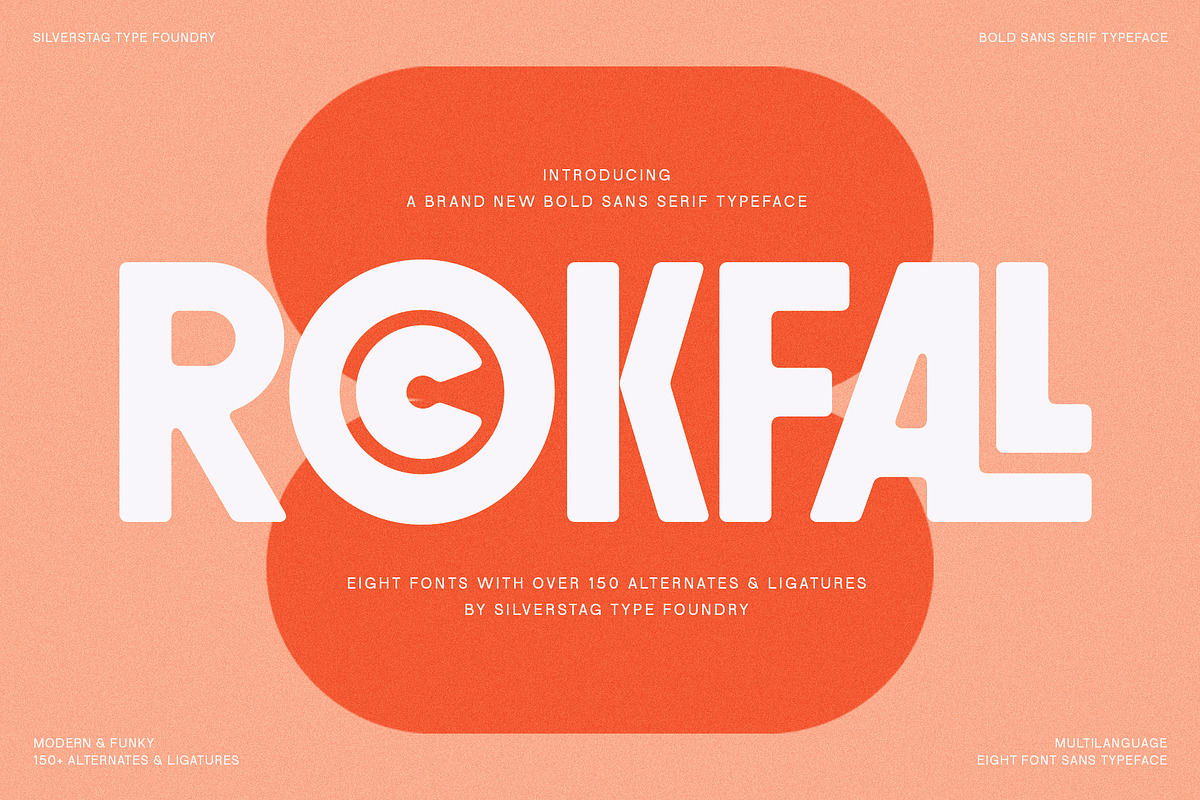 ROCKFALL - Bold Ligature Typeface, a Sans Serif Font by SilverStag Type Foundry (Photo 1 of 30)