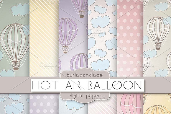 Hot air balloons digital pattern preview 2