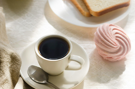 Breakfast with coffee, sweets and toast., a Food & Drink Photo by vimart