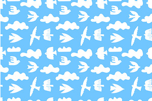 Flying birds seamless pattern, an Illustration by winwin.art