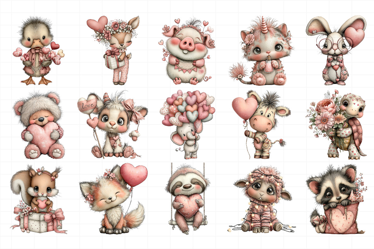 Quirky Valentine Day Animal Clipart, an Illustration by Daily.Designs (Photo 5 of 5)
