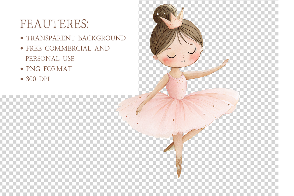 Ballet Bliss Watercolor Clipart, an Illustration by MockupWizard (Photo 4 of 5)