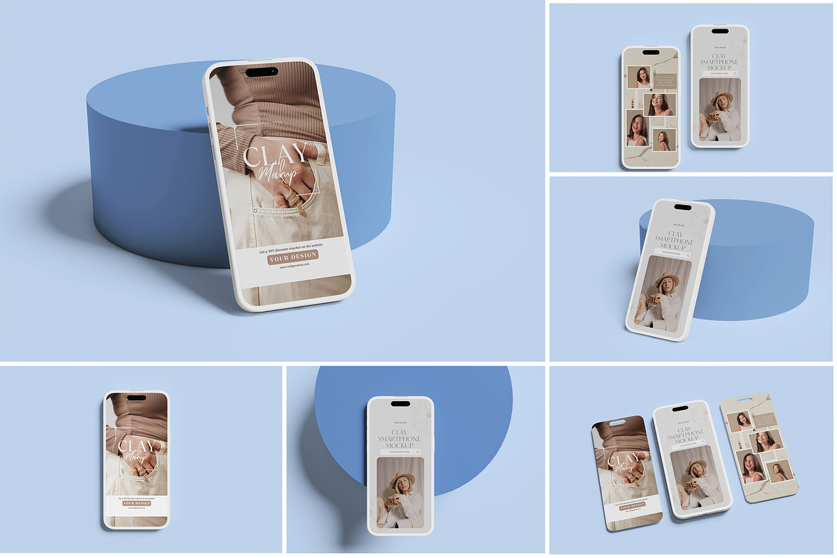 iPhone 14 Pro Clay Mockup, an iPhone Mockup by Indah (Photo 1 of 7)