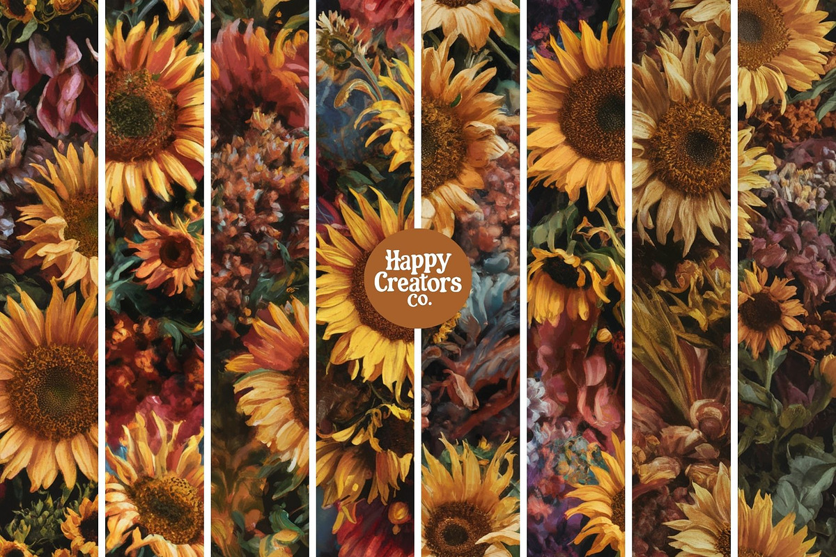 Sunflowers Melange Digital Papers #3, a Pattern Graphic by Happy Creators Co. (Photo 2 of 7)