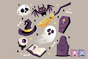 Spooky-Cute Halloween Elements, a Seasonal Illustration by MISS CHATZ (Thumbnail 1 of 3)