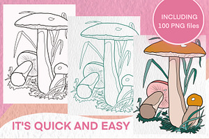 Mushrooms Digital Stamps