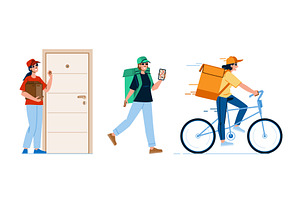 package courier woman vector, a Person Illustration by pikepicture