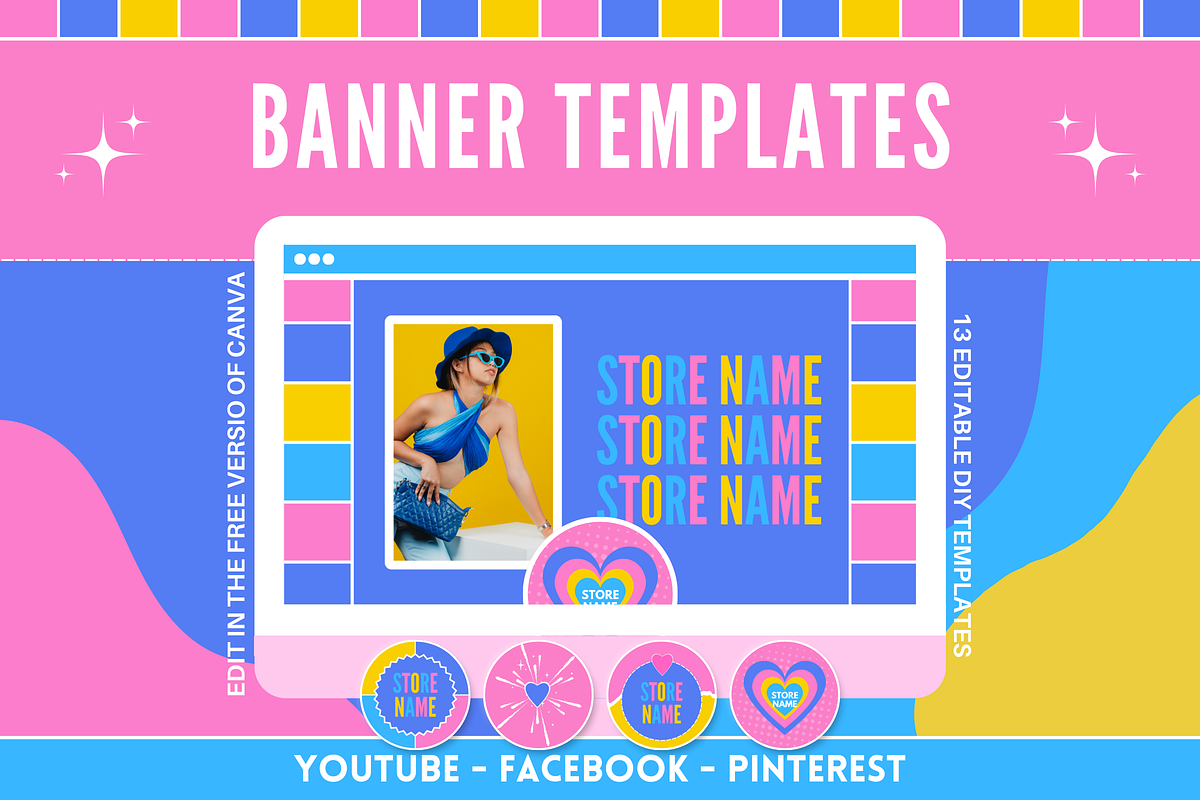 Colorful Social Media Banners, a Social Media Template by SunshineStudioBoutique (Photo 1 of 9)
