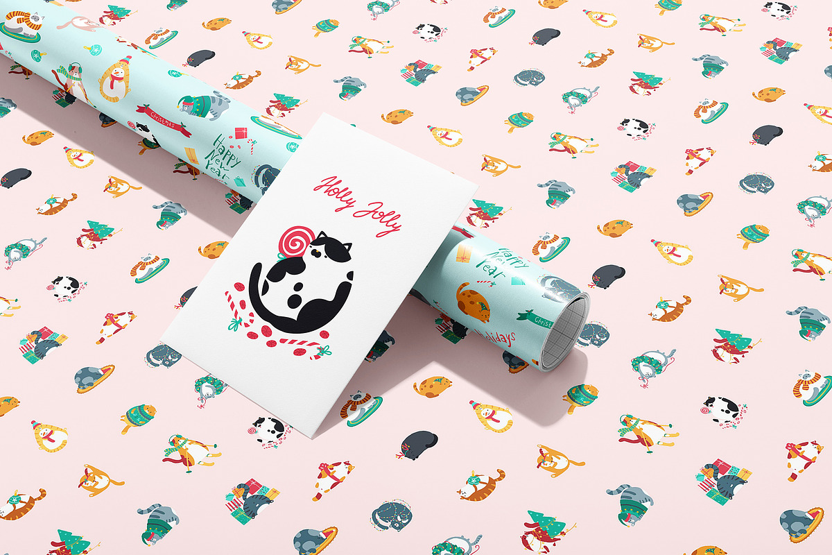 Cute fat cats. Christmas collection., a Decorative Illustration by Svitlana Kharchuk (Photo 9 of 15)