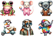 Watercolor Quirky Funny Animals PNG, an Illustration by Designking (Thumbnail 2 of 4)