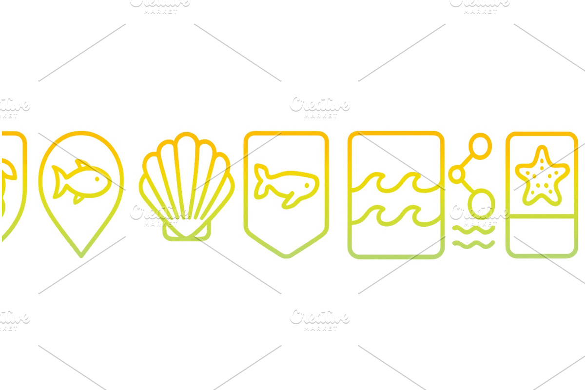 Colorful marine icons representing, an Animal Illustration by ZinetroN