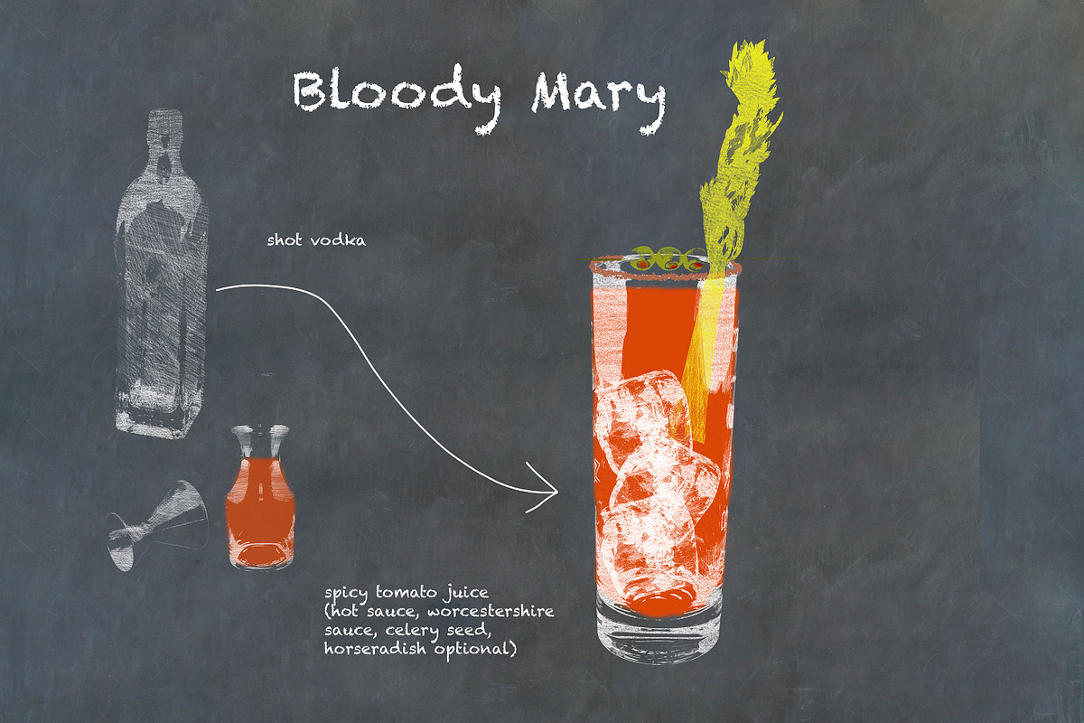 Classic Cocktail Chalkboard Sketches, an Object Illustration by karenfoleyphoto (Photo 3 of 30)