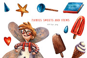 Little Fairies - Watercolor Clip Art, an Object Illustration by Mashamashastu (Thumbnail 6 of 9)