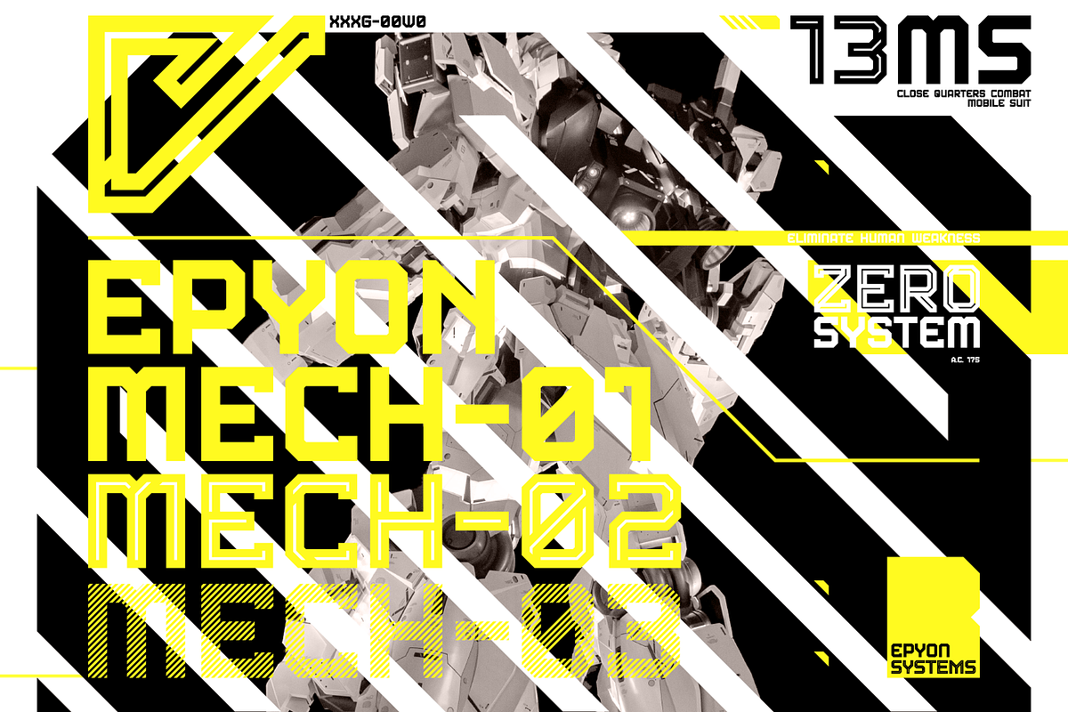 EPYON MECH Futuristic Typeface, a Font by Alex-Banks Type (Photo 1 of 6)