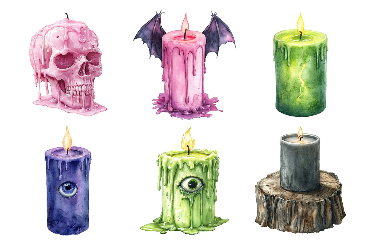 Watercolor Halloween Candles Clipart, an Illustration by Daily.Designs (Photo 4 of 5)