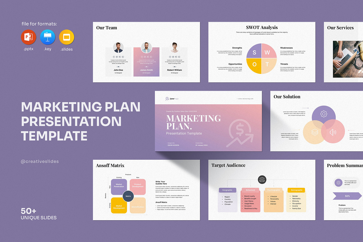 Marketing Plan PowerPoint Template, a Marketing Template by CreativeSlides (Photo 1 of 11)