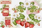 Strawberry Watercolor Tea Party., a Food Illustration by Happy Sloth Graphics (Thumbnail 6 of 13)