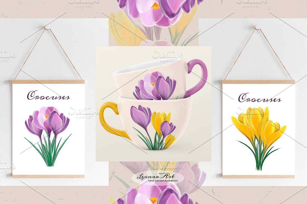 Crocuses Spring Clipart, a Seasonal Illustration by Leonaa art (Photo 9 of 11)