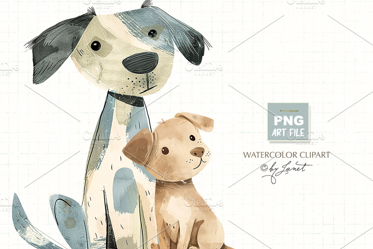 Cute DOG clipart, an Animal Illustration by helloPAPER (Photo 2 of 2)