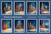Christmas Tree Night Illustration, a Decorative Illustration by Housui Patterns (Thumbnail 5 of 9)