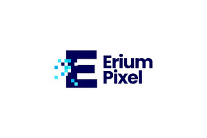 e letter pixel mark digital 8 bit, a Branding & Logo Template by VASTARD STUDIO