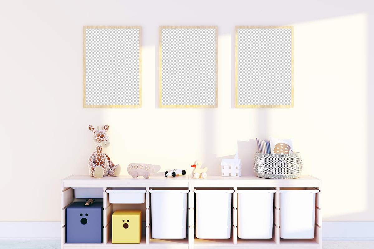 Nursery frame and wall mockup., a Print Template by MockupMarket (Photo 2 of 4)