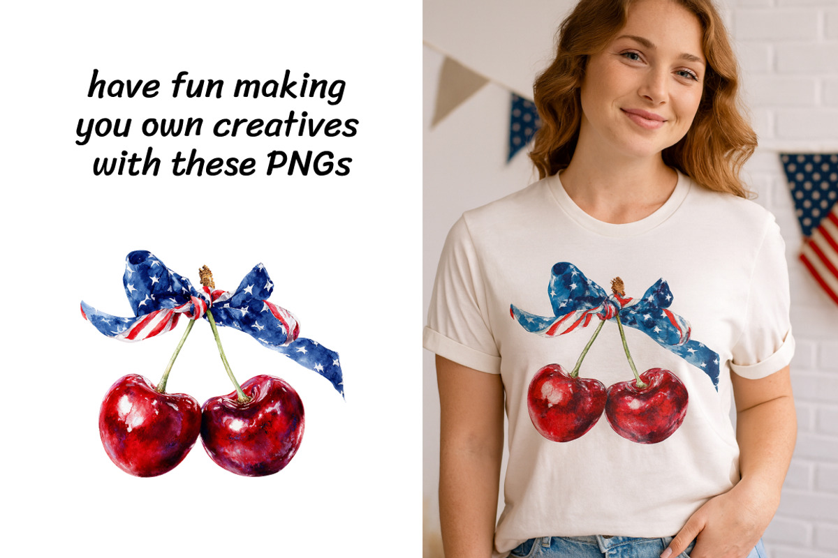 Watercolor USA Patriotic Clipart Set, a Seasonal Illustration by InkyQueenArt (Photo 3 of 5)