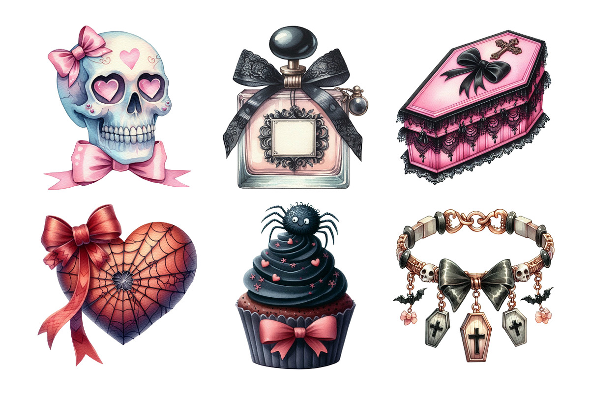 Gothic Coquette Halloween Clipart, an Illustration by Daily.Designs (Photo 2 of 5)
