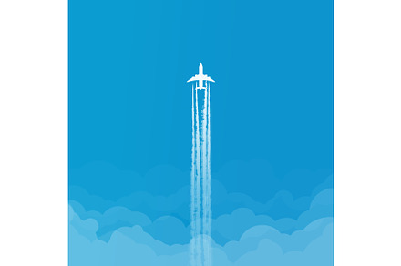 white airplane in blue sky top view, a Transportation Illustration by IfH