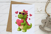 Yarn Crochet T-Rex Valentine's PNG, an Illustration by Dream Creation (Thumbnail 3 of 5)
