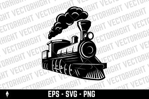 Vintage trains isolated on white bg, a Transportation Illustration by Vectorhight
