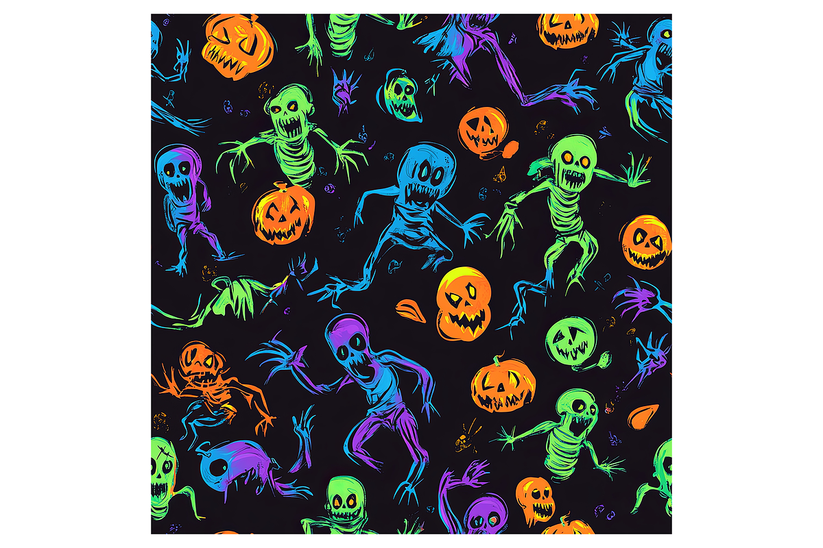 Neon Halloween Digital Paper, a Pattern Graphic by Chromolume Studio (Photo 9 of 28)