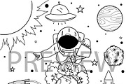 10 cute Astronaut illustrations, a Decorative Illustration by Somjai King (Thumbnail 6 of 11)