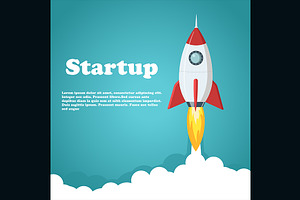 Rocket Launch.Startup Banner Concept