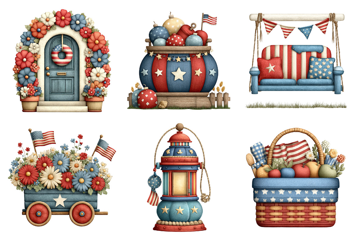 4th of July Countryside Clipart, a Seasonal Illustration by Daily.Designs (Photo 4 of 5)