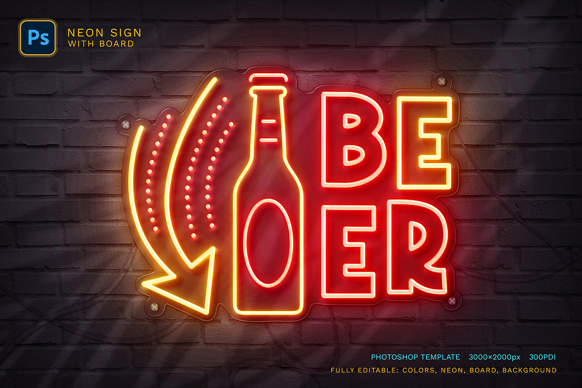 Neon Sign Board, an Action Add-On by Andrew Skoch Design (Photo 3 of 8)