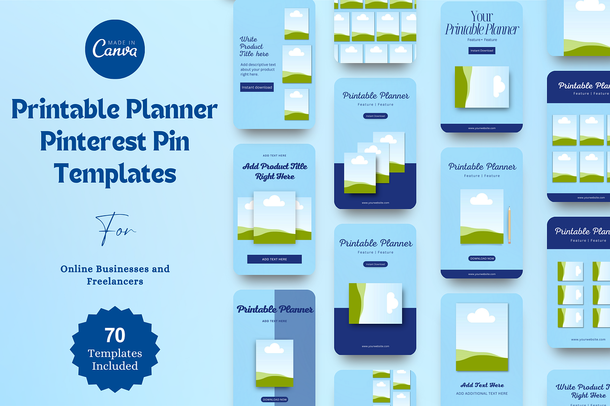Pinterest Pin Templates Printables, a Social Media Template by The Chaos Project (Photo 1 of 8)