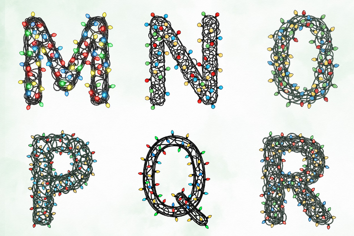 Christmas Lights Alphabet Clipart, an Illustration by Creative Art (Photo 10 of 10)