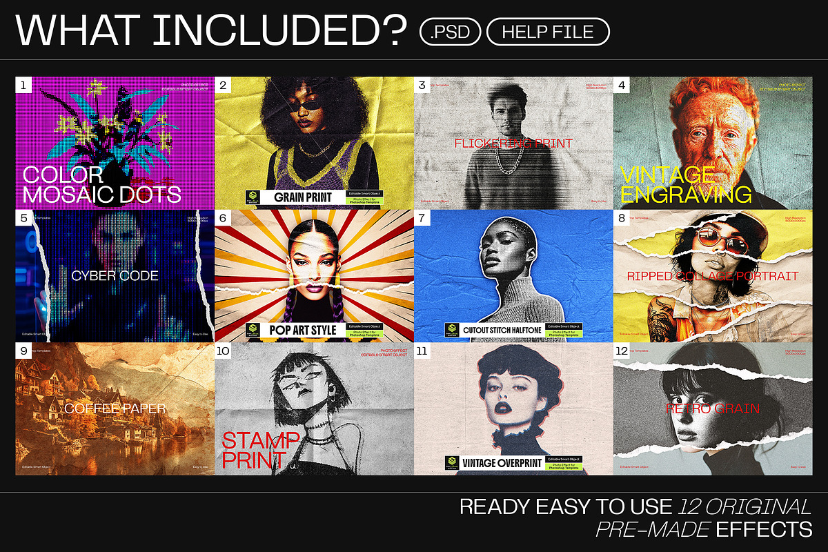 12 Photo Effect Templates, a Layer Style Add-On by iDoodle Studio (Photo 2 of 6)