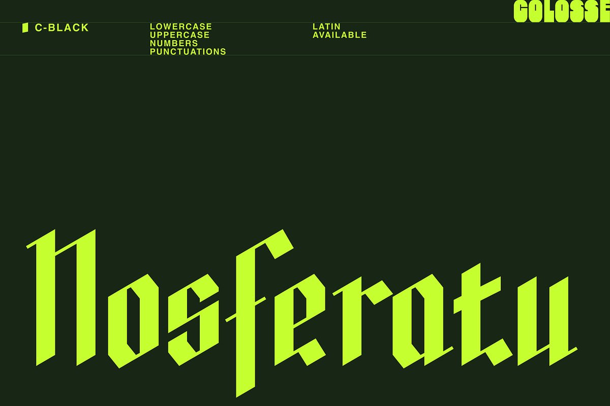 c-black display type, a Blackletter Font by Colosse Foundry (Photo 4 of 8)