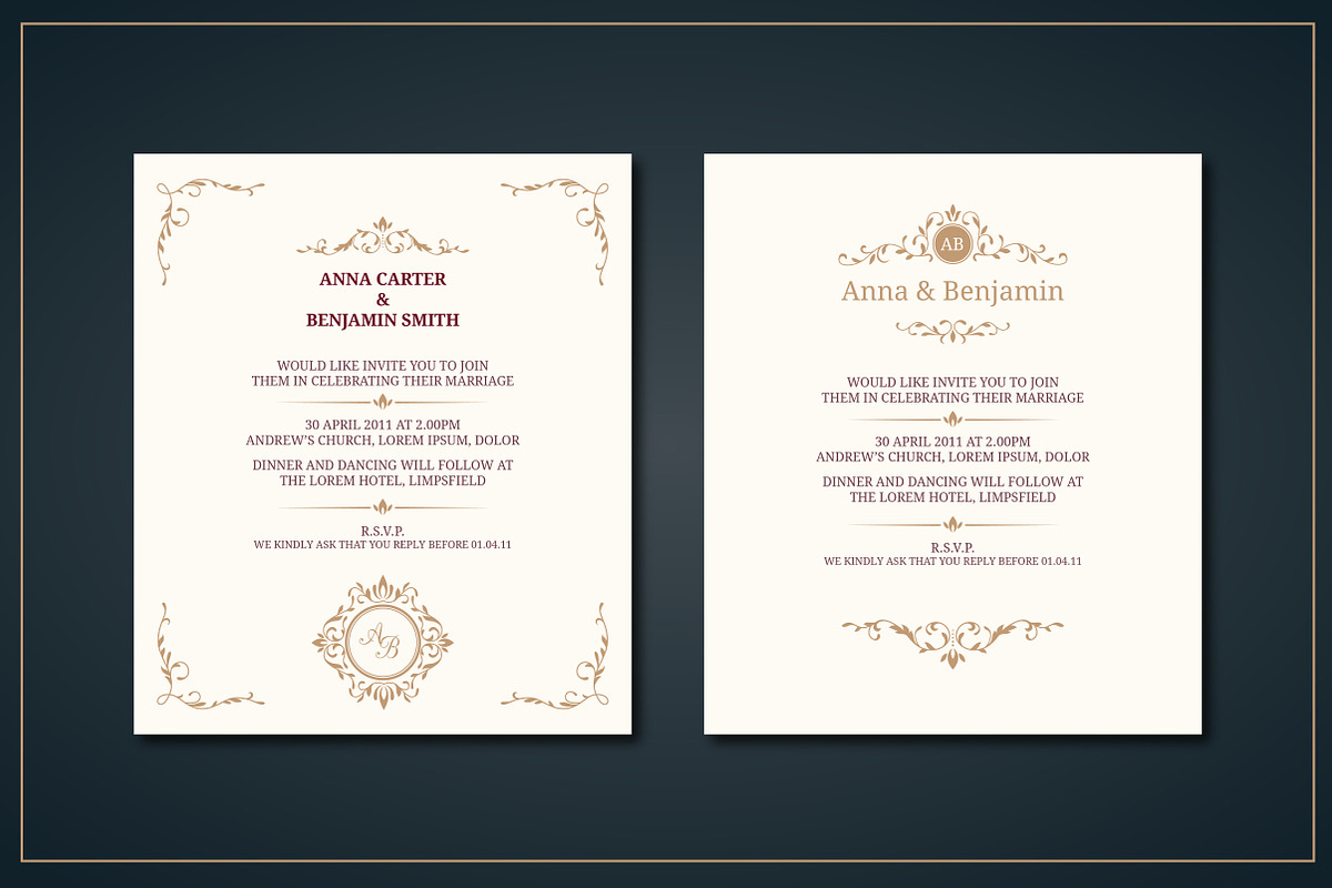 Wedding invitations with monograms, an Invitation Template by MARIA KOLYADINA (Photo 2 of 3)