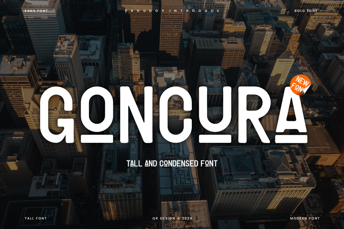 Goncura - Condensed Font, a Sans Serif Font by QR Design Studio (Photo 1 of 6)