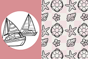Coastal Beach Line Art, a Decorative Illustration by TheClipAtelier (Thumbnail 3 of 3)